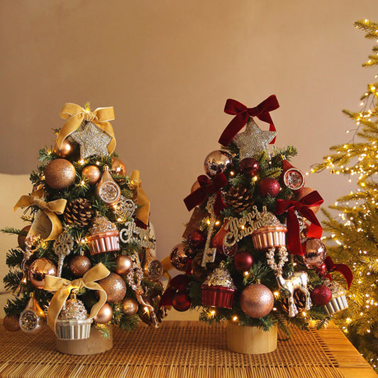 Santa Deer Christmas Tree Set Mini Christmas Tree Decoration for Table Cake Display