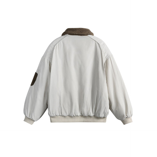 Doudoune hiver Letter Embroidery Sherpa Collar Flight Workwear Cotton Jacket