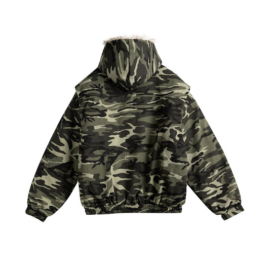 Manteau hiver Patchwork Mountain Hawk Fleece Hooded Cotton Coat Unisex National