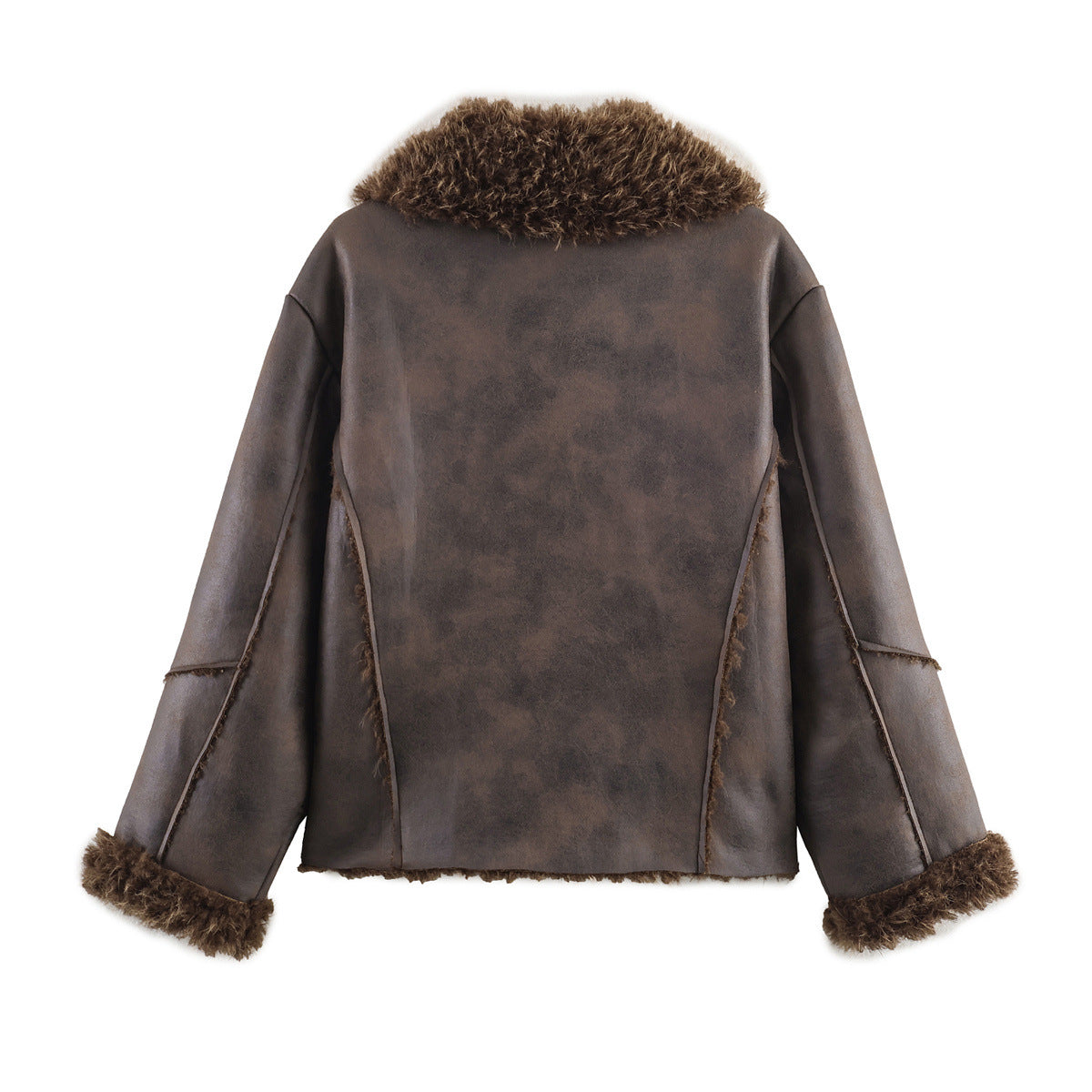 Versatile collar long sleeved fur one-piece jacket for women