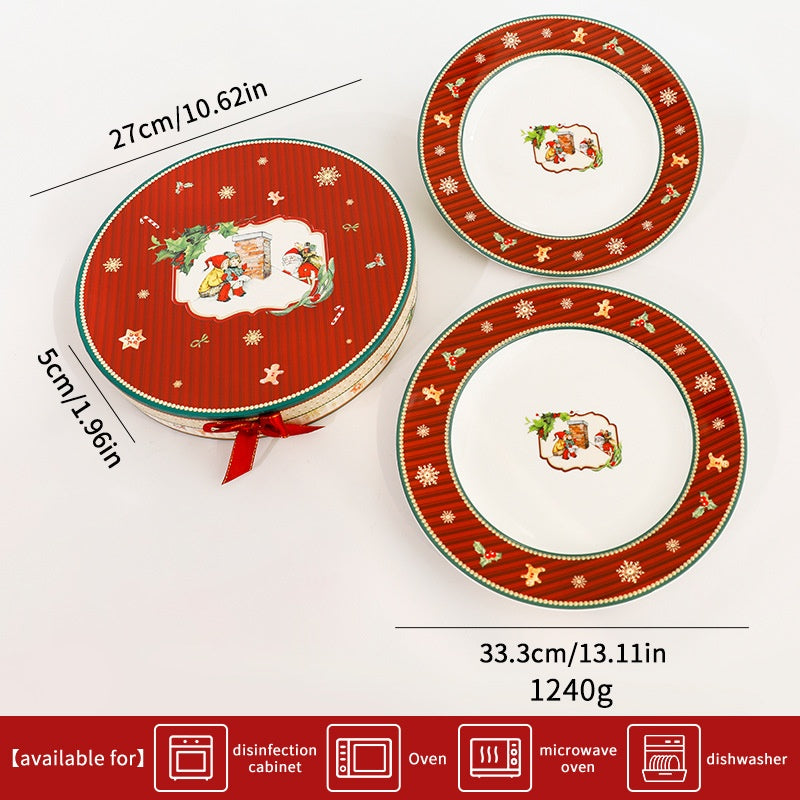 Christmas Elegant Ceramic Tableware Set - Bowl PlateSimple Luxury Style Dinnerware Gift Set