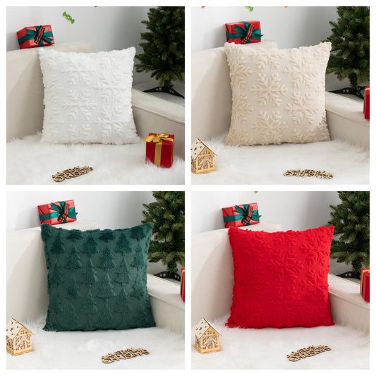 Christmas Pillow Cover Snowflake Christmas Tree Home Sofa Pillow Cover Holiday Decoration Cushion Cover
