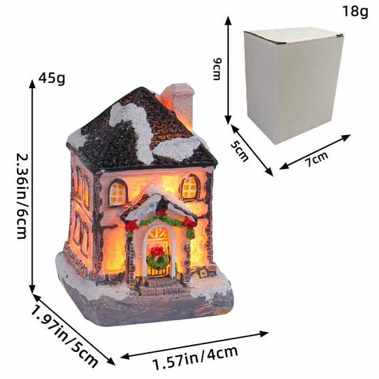 Christmas decorations holiday resin cabins colorful illuminated house tabletop ornaments