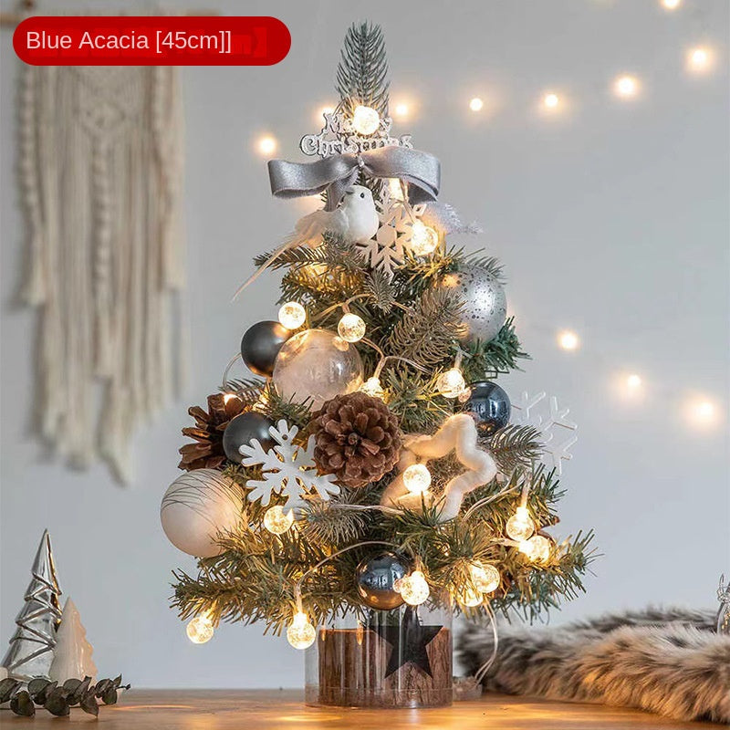 Mini Blue Christmas Tree Decoration - Desk Size Artificial Fir Tree for Holiday Display