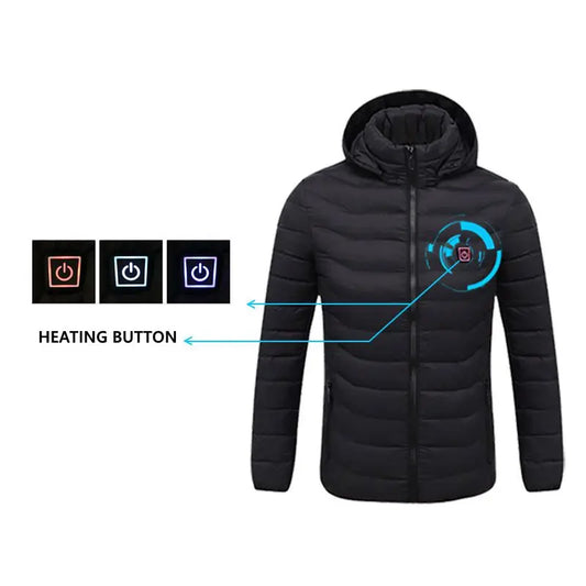 Parka homme hiver chaud USB vestes chauffantes Thermostat intelligent couleur Pure à capuche vêtements chauffants mâle bobojaco veste chaude rembourrée