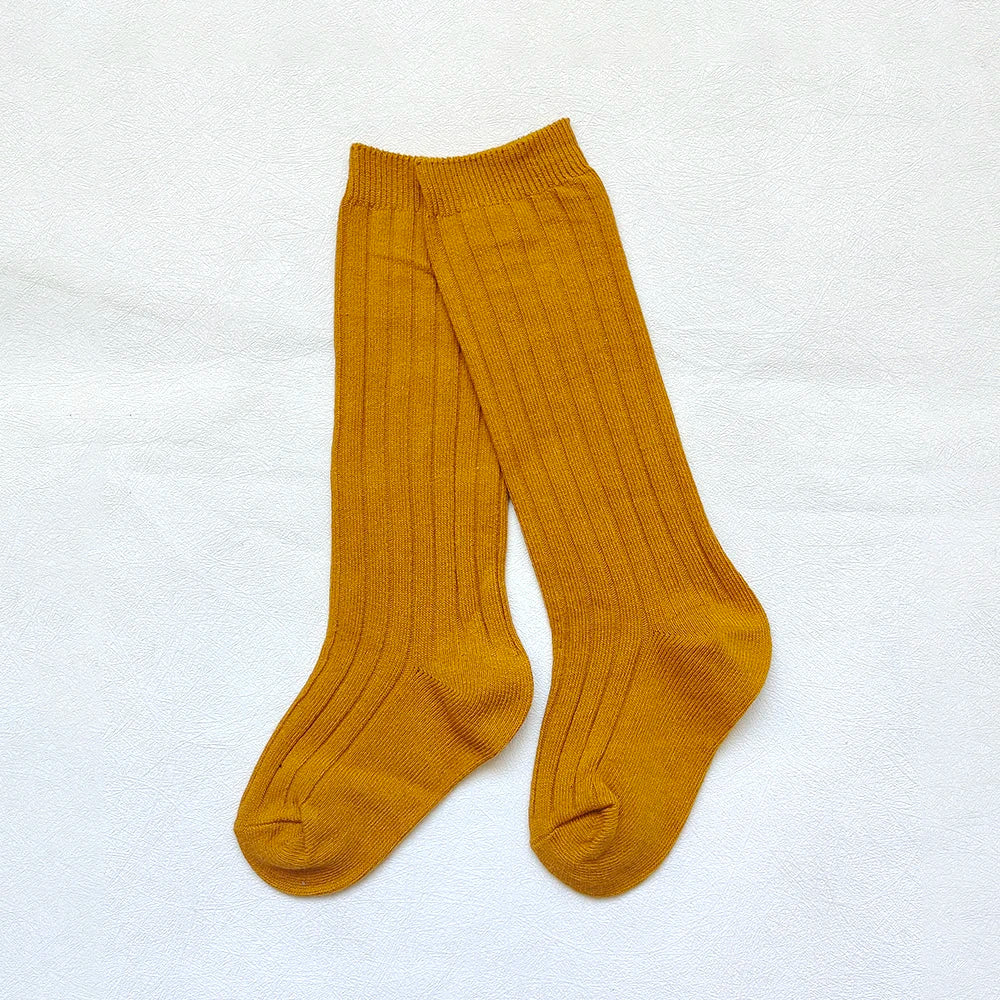 Chaussettes espagnoles pour enfants, chaussettes en coton à rayures pour garçons et filles, respirantes, hautes aux genoux, longues pour bébés, uniforme scolaire, 0-7 ans