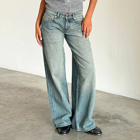 Jean Baggy taille basse Y2k pour femmes, coupe ample, jean droit à jambes larges, tendance, pantalon Long en Denim extensible pour Streetwear quotidien