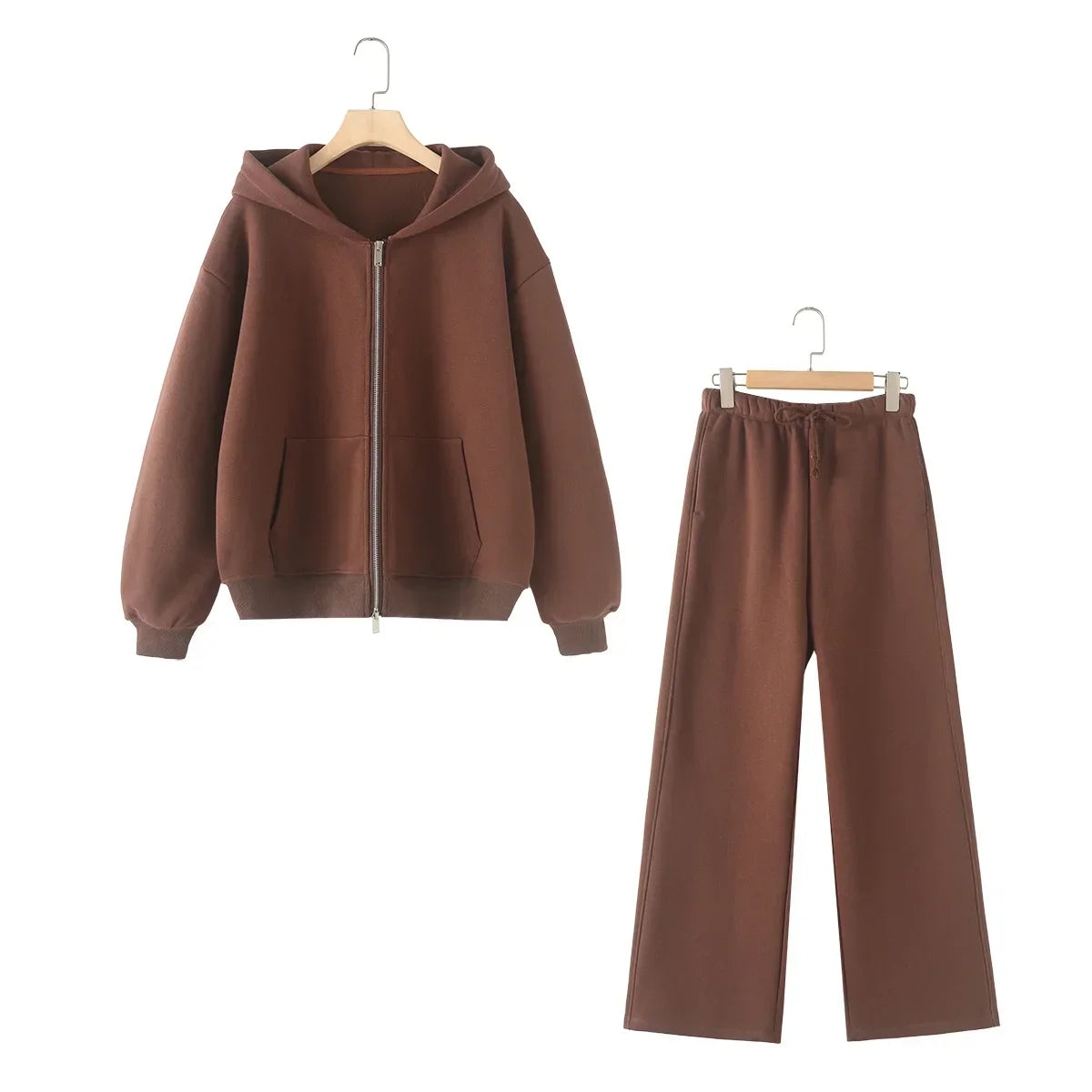 Ensemble Cardigan en coton avec fermeture éclair pour femme, survêtement, pantalon Baggy, vêtements de sport, pull, ensemble 2 pièces, tenues pour femmes, 2024