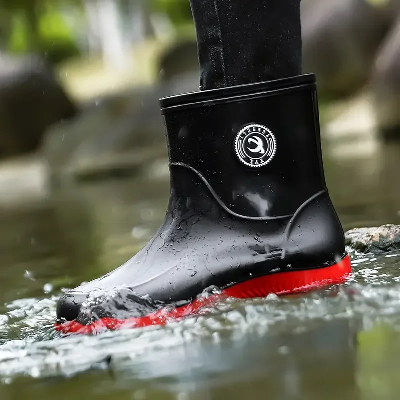 Hommes bottes de pluie anti-dérapant léger randonnée chaussures de pluie sans lacet imperméable loisirs de plein air en caoutchouc chaussures de pêche travail chaussures d'eau