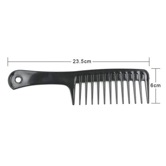 Peigne de coiffure en plastique noir, 1 pièce, peigne à dents larges, démêlant, peigne de coiffure, cheveux bouclés et humides