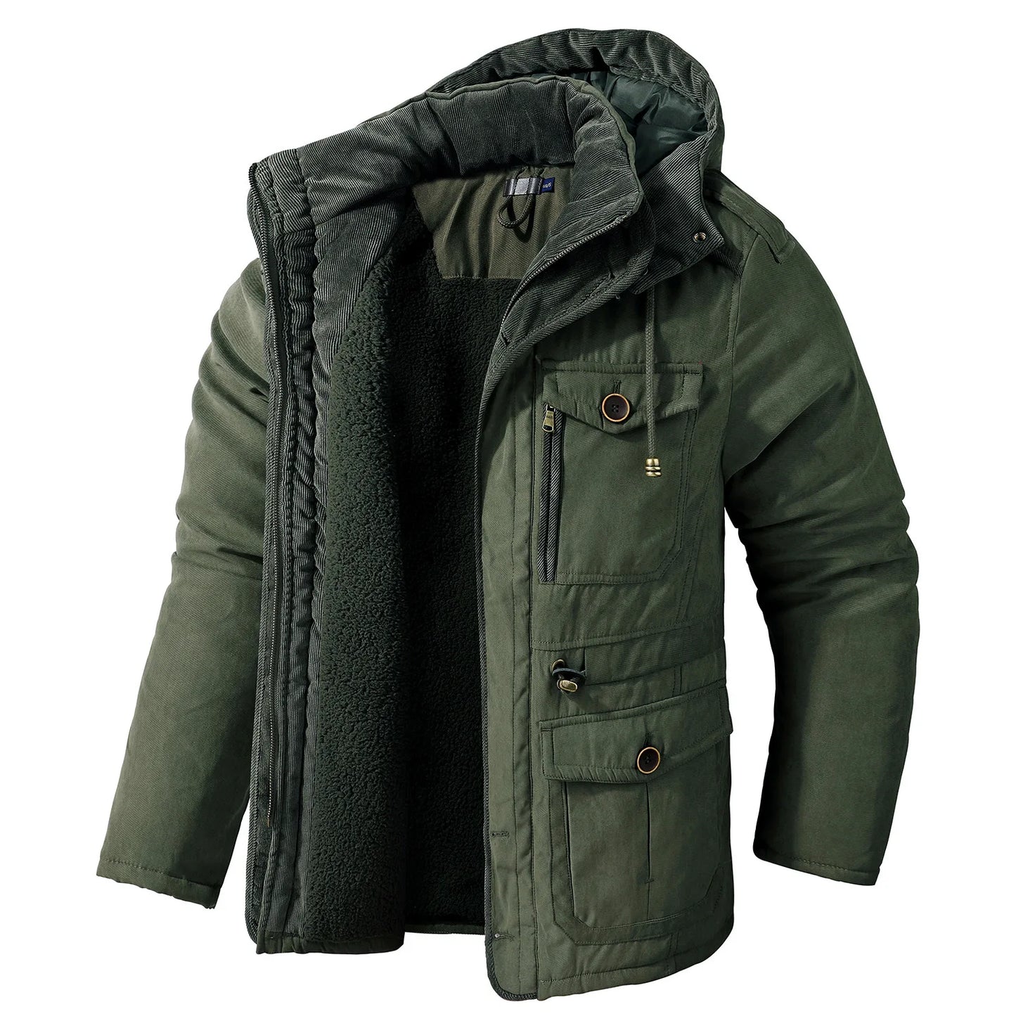 Parka polaire d'hiver pour hommes, vestes chaudes coupe-vent, manteau Parka à capuche épais, doublure en fourrure, vêtements d'extérieur décontractés, veste rembourrée en coton