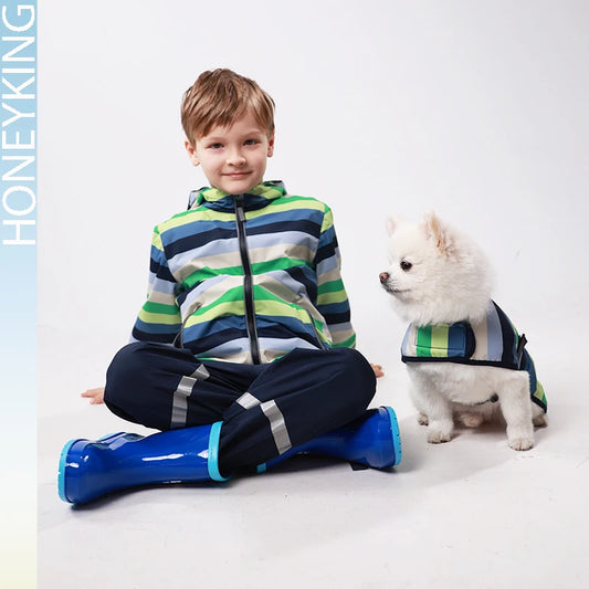 HONEYKING ensembles de vêtements pour enfants imperméable costume bébé salopette imperméable pantalon garçons combinaison pour enfants veste et pantalon ensemble