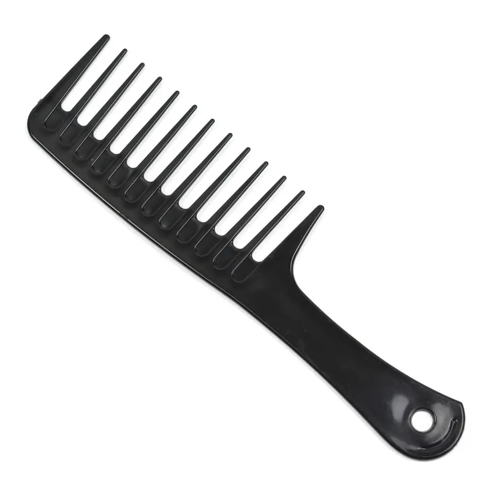 Peigne de coiffure en plastique noir, 1 pièce, peigne à dents larges, démêlant, peigne de coiffure, cheveux bouclés et humides