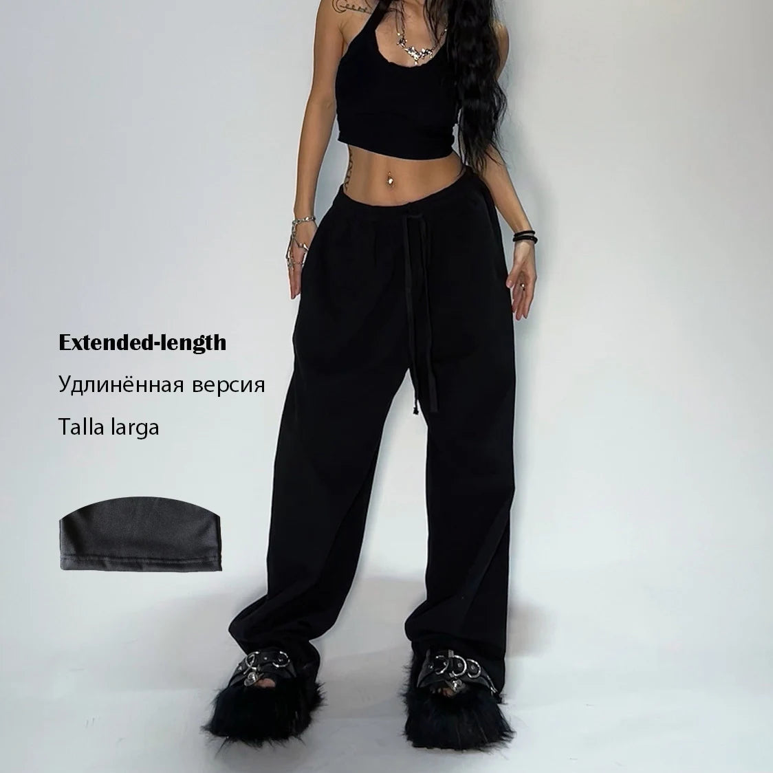 Pantalon de survêtement gris décontracté et confortable pour femme avec taille starchy, coupe ample et pantalon parachute