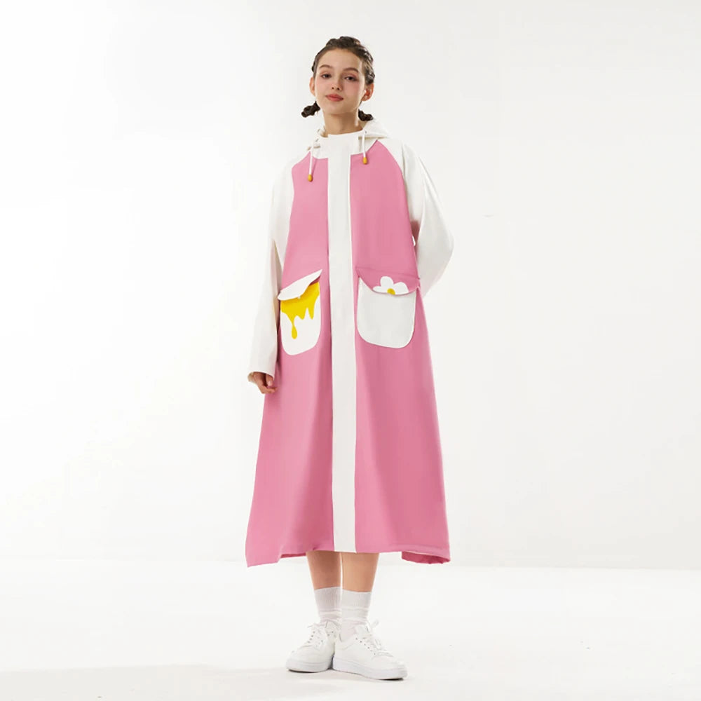 Manteau imperméable Long imperméable pour femmes, Poncho de pluie pour vélo électrique, randonnée voyage, coupe-vent pleine longueur en PU haute fréquence