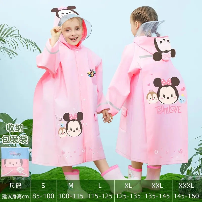 Disney-Poncho de pluie imperméable pour enfants, Elsa Spider-Man, manteau de pluie pour enfants, veste avec position de sac à dos, vêtements de pluie pour étudiants