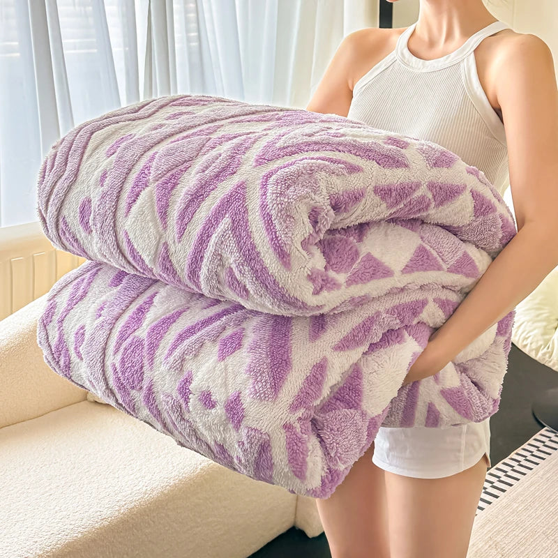 Couverture polaire Jacquard à motif géométrique bohème, épaisse et chaude, en laine artificielle, pour canapé, à carreaux en peluche, automne et hiver