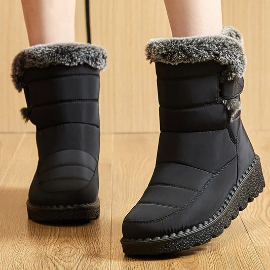 Bottes femme 2024 tendance chaussures d'hiver pour femme bottes d'hiver cheville talons bas Botas Mujer bottes de neige imperméables avec chaussures de fourrure