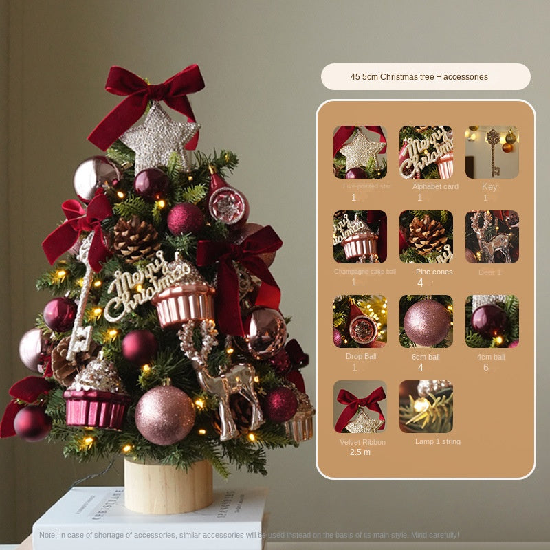 Santa Deer Christmas Tree Set Mini Christmas Tree Decoration for Table Cake Display