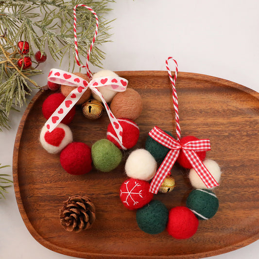 Santa Yuan New Christmas DIY Felt Bell Wreath Ornament Tree Decoration Window Display Decorative Item