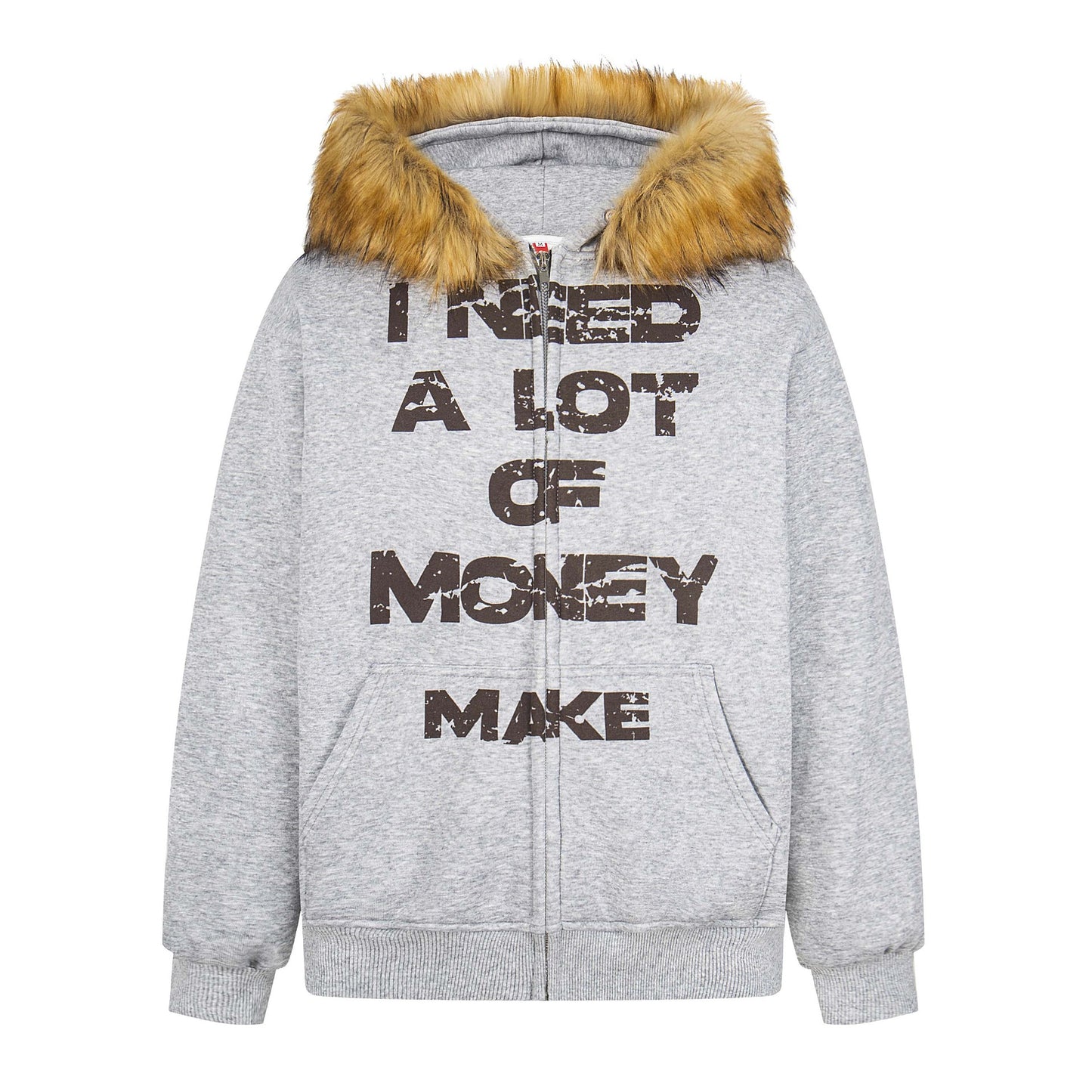 Manteau hiver Retro Letter Print Fleece Hooded Zip-Up Sweatshirt Unisex Streetwear Loose Casual Jacket