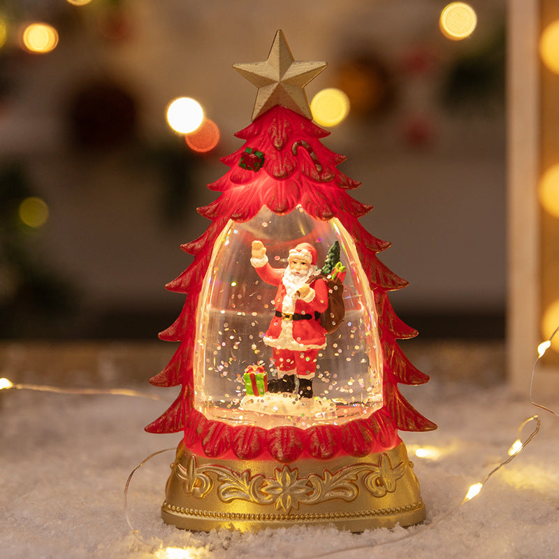 Christmas Decorative LED Christmas Tree Crystal Ball Snowfall Ornament Desktop Decoration Cross-border Night Light