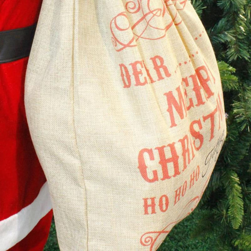 Big Size Merry Christmas Linen Gift Bag Santa Claus Sacks Drawstring Candy Bag Natal Noel New Year Xmas Home Decor Gift Bag