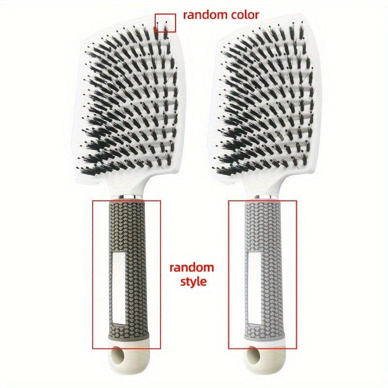 1pc Professional Detangling Hair Brush for Women with Curly Hair - Ergonomic Handle, Colorful Bristles for Wet/Dry Hair, Gentle Scalp Massage & Knot-Free Detangling, Durable Styling Tool for Long Hair Care, Curly Hair Brush,