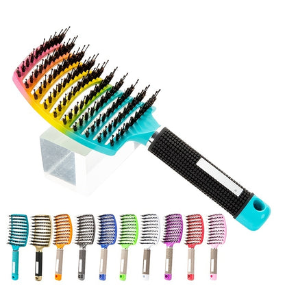1pc Professional Detangling Hair Brush for Women with Curly Hair - Ergonomic Handle, Colorful Bristles for Wet/Dry Hair, Gentle Scalp Massage & Knot-Free Detangling, Durable Styling Tool for Long Hair Care, Curly Hair Brush,