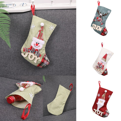 Christmas Stockings Santa Candy BagClaus Sock Gift Kids Candy Bag Xmas Noel Decoration for Home Christmas Tree Ornaments HX08
