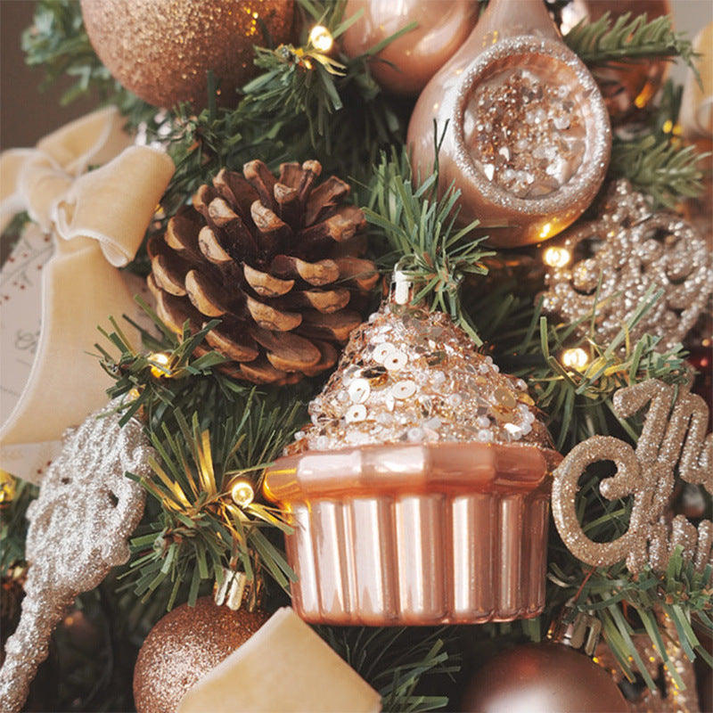 Santa Deer Christmas Tree Set Mini Christmas Tree Decoration for Table Cake Display