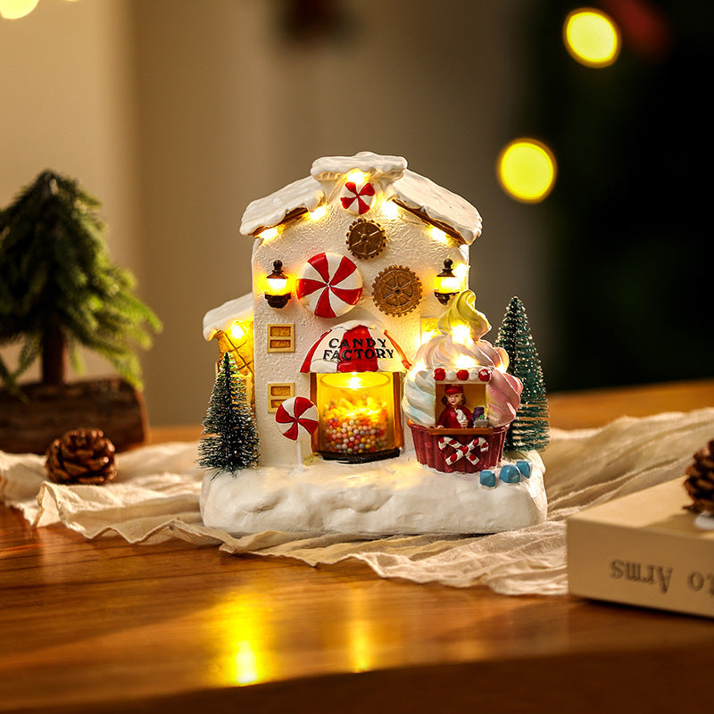 Christmas Decorations Candy House Glowing Music House Gingerbread House Desktop Creative Ornaments Christmas Gifts