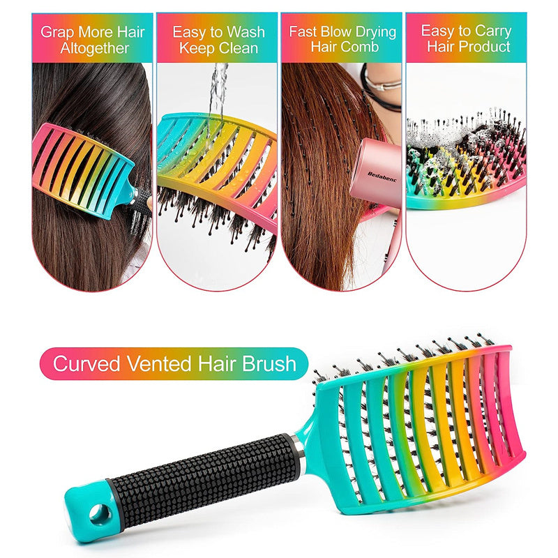1pc Professional Detangling Hair Brush for Women with Curly Hair - Ergonomic Handle, Colorful Bristles for Wet/Dry Hair, Gentle Scalp Massage & Knot-Free Detangling, Durable Styling Tool for Long Hair Care, Curly Hair Brush,