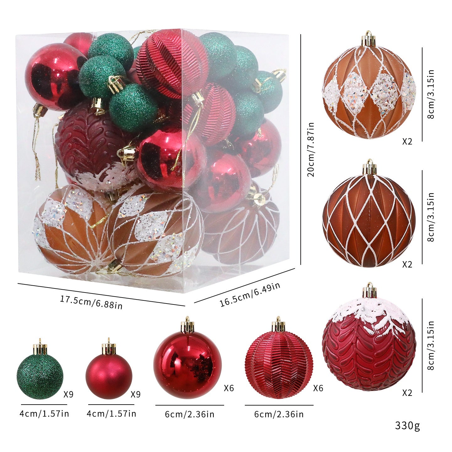 Santa Yuan New 36pcs Christmas Ball Set Home Personalized Christmas Tree Decoration Window Hanging Ornament