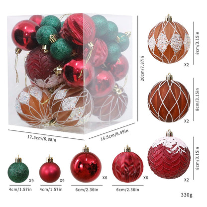 Santa Yuan New 36pcs Christmas Ball Set Home Personalized Christmas Tree Decoration Window Hanging Ornament