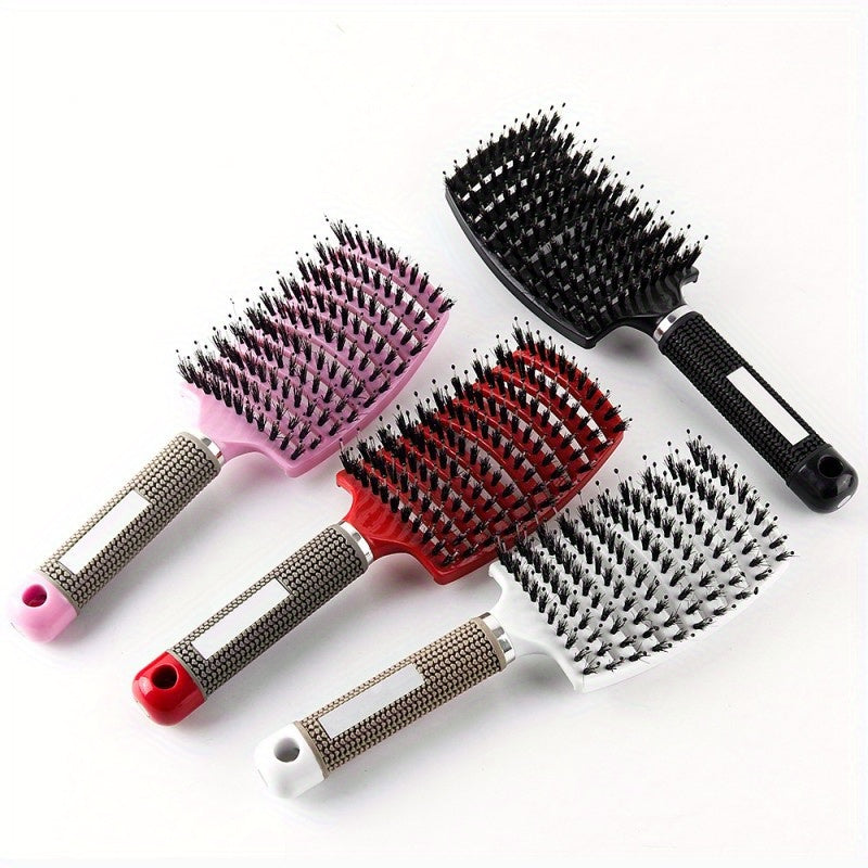 1pc Professional Detangling Hair Brush for Women with Curly Hair - Ergonomic Handle, Colorful Bristles for Wet/Dry Hair, Gentle Scalp Massage & Knot-Free Detangling, Durable Styling Tool for Long Hair Care, Curly Hair Brush,