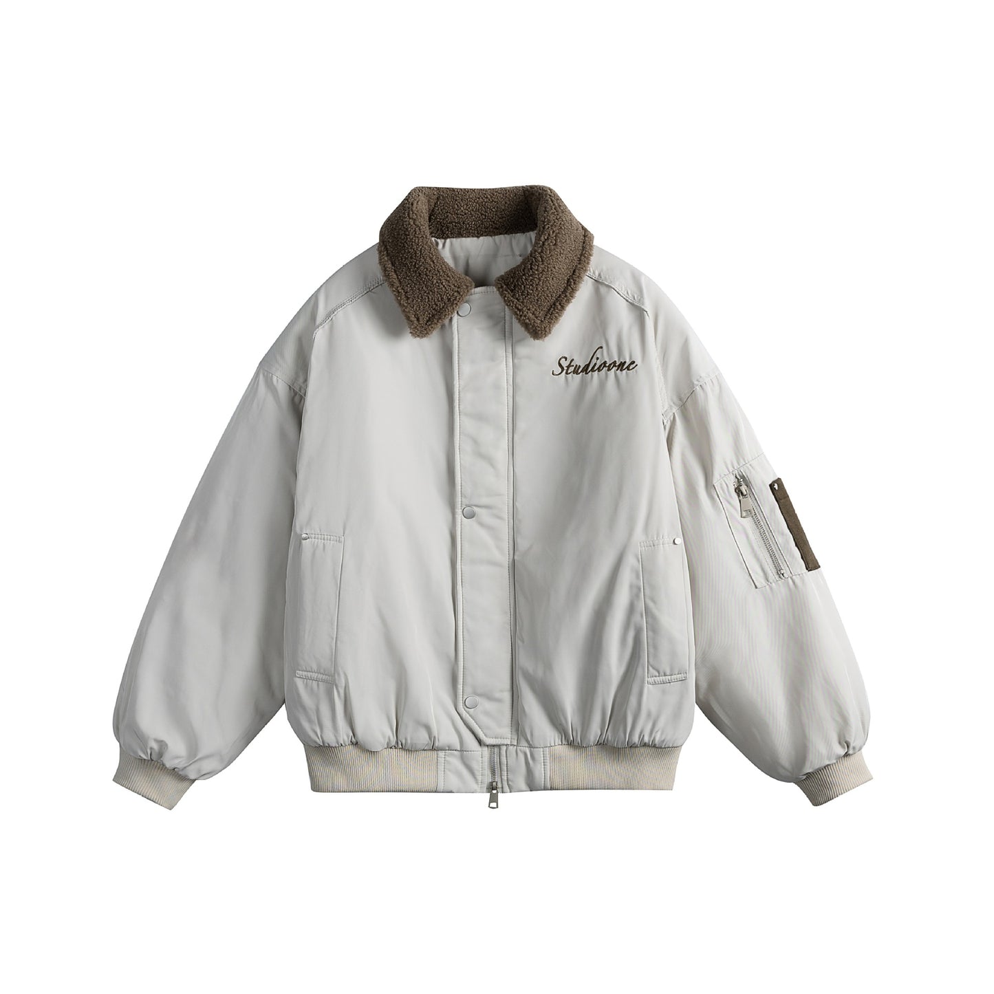 Doudoune hiver Letter Embroidery Sherpa Collar Flight Workwear Cotton Jacket