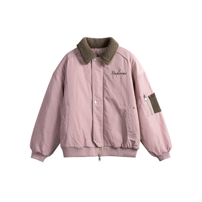 Doudoune hiver Letter Embroidery Sherpa Collar Flight Workwear Cotton Jacket