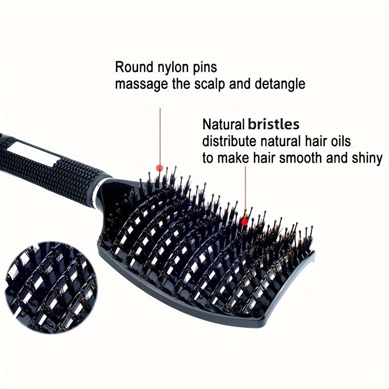1pc Professional Detangling Hair Brush for Women with Curly Hair - Ergonomic Handle, Colorful Bristles for Wet/Dry Hair, Gentle Scalp Massage & Knot-Free Detangling, Durable Styling Tool for Long Hair Care, Curly Hair Brush,