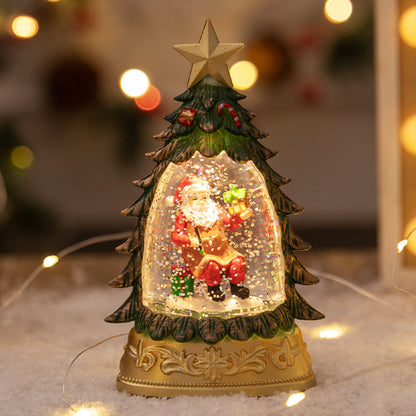 Christmas Decorative LED Christmas Tree Crystal Ball Snowfall Ornament Desktop Decoration Cross-border Night Light