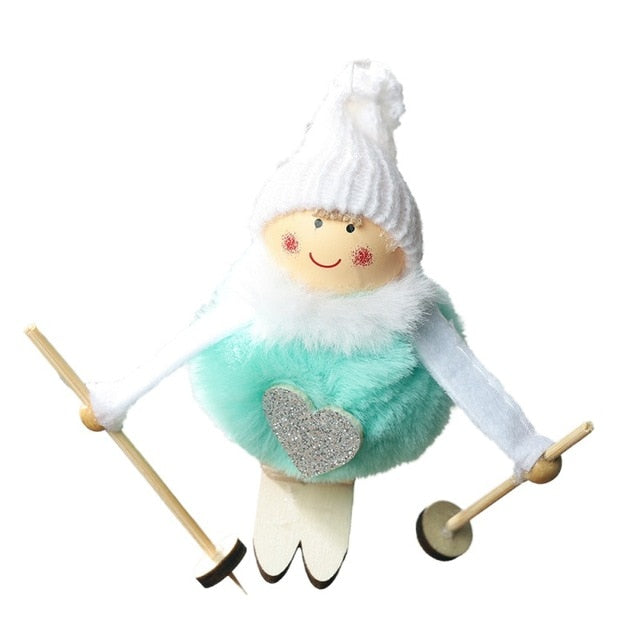 Noel Christmas Angel Girl Ski Plush Dolls Christmas Tree Ornament Pendant Party Christmas Decoration for Home