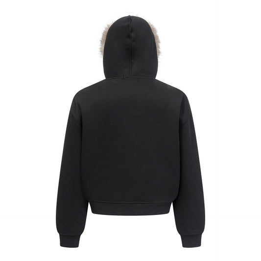 Manteau hiver Urban Streetwear Patchwork Minimalist Solid Color Hooded Zip-Up Sweatshirt Unisex Trendy Loose Casual Jacket