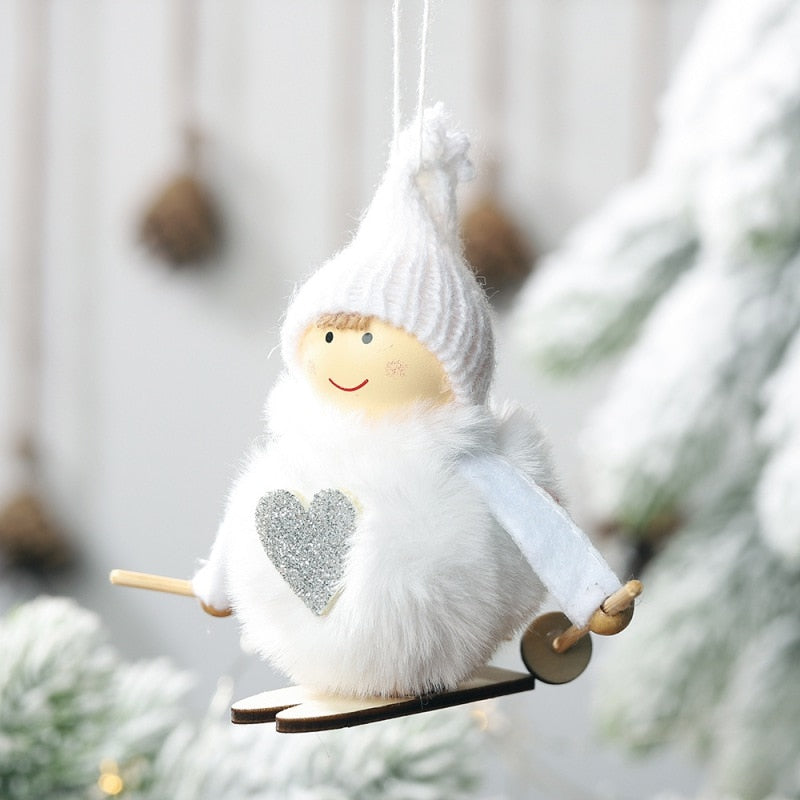 Noel Christmas Angel Girl Ski Plush Dolls Christmas Tree Ornament Pendant Party Christmas Decoration for Home