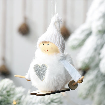 Noel Christmas Angel Girl Ski Plush Dolls Christmas Tree Ornament Pendant Party Christmas Decoration for Home