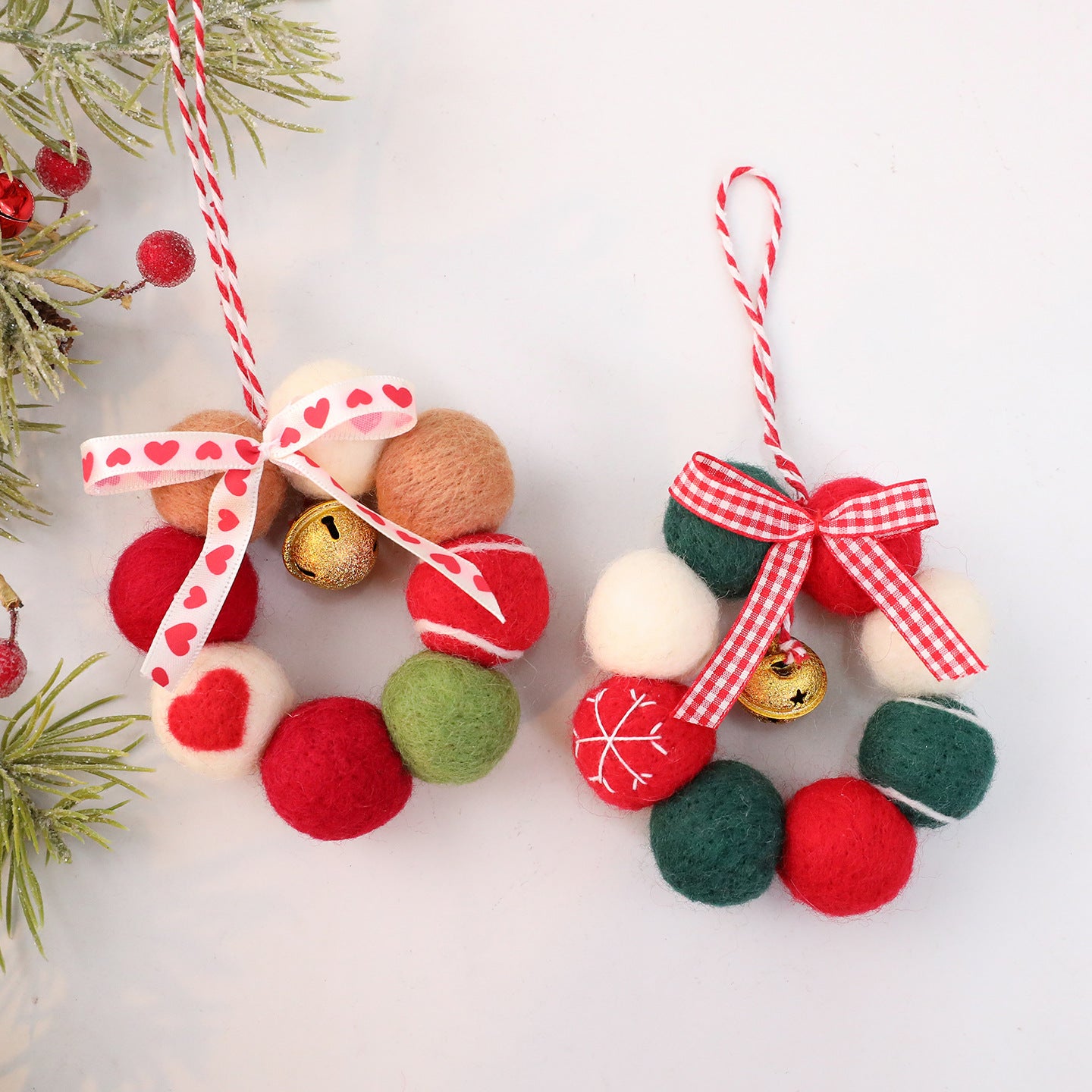 Santa Yuan New Christmas DIY Felt Bell Wreath Ornament Tree Decoration Window Display Decorative Item