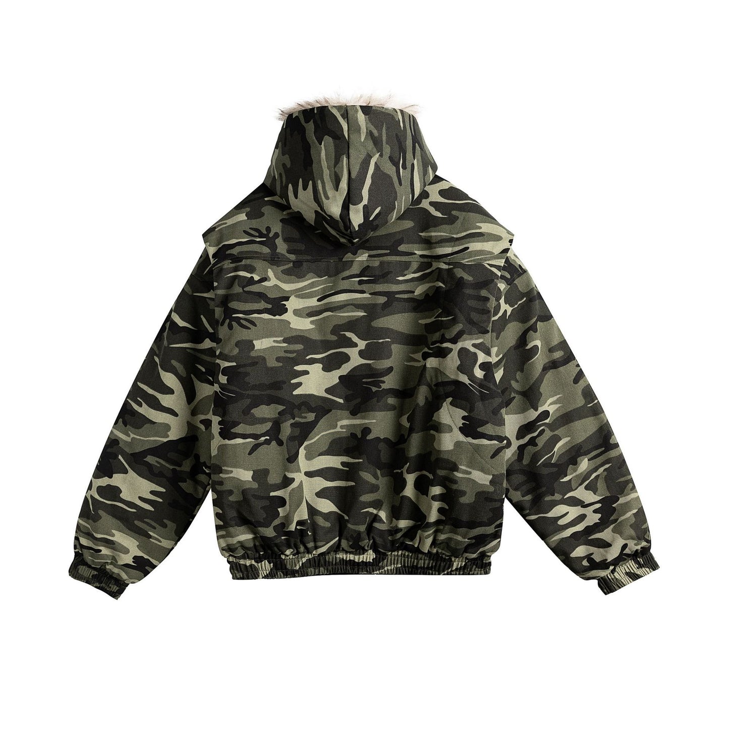 Manteau hiver Patchwork Mountain Hawk Fleece Hooded Cotton Coat Unisex National