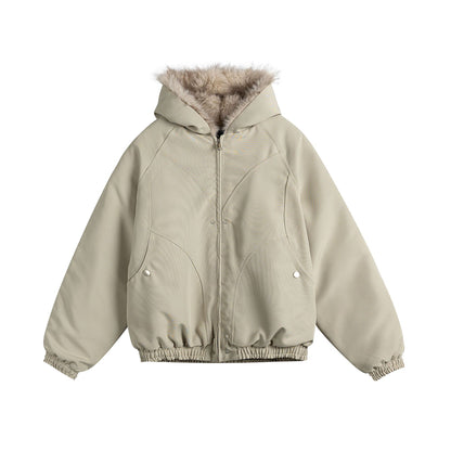 Manteau hiver Patchwork Mountain Hawk Fleece Hooded Cotton Coat Unisex National