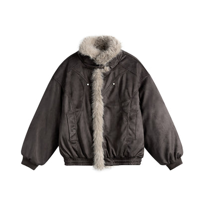 Manteau hiver Design Faux Suede Collar Cotton Coat