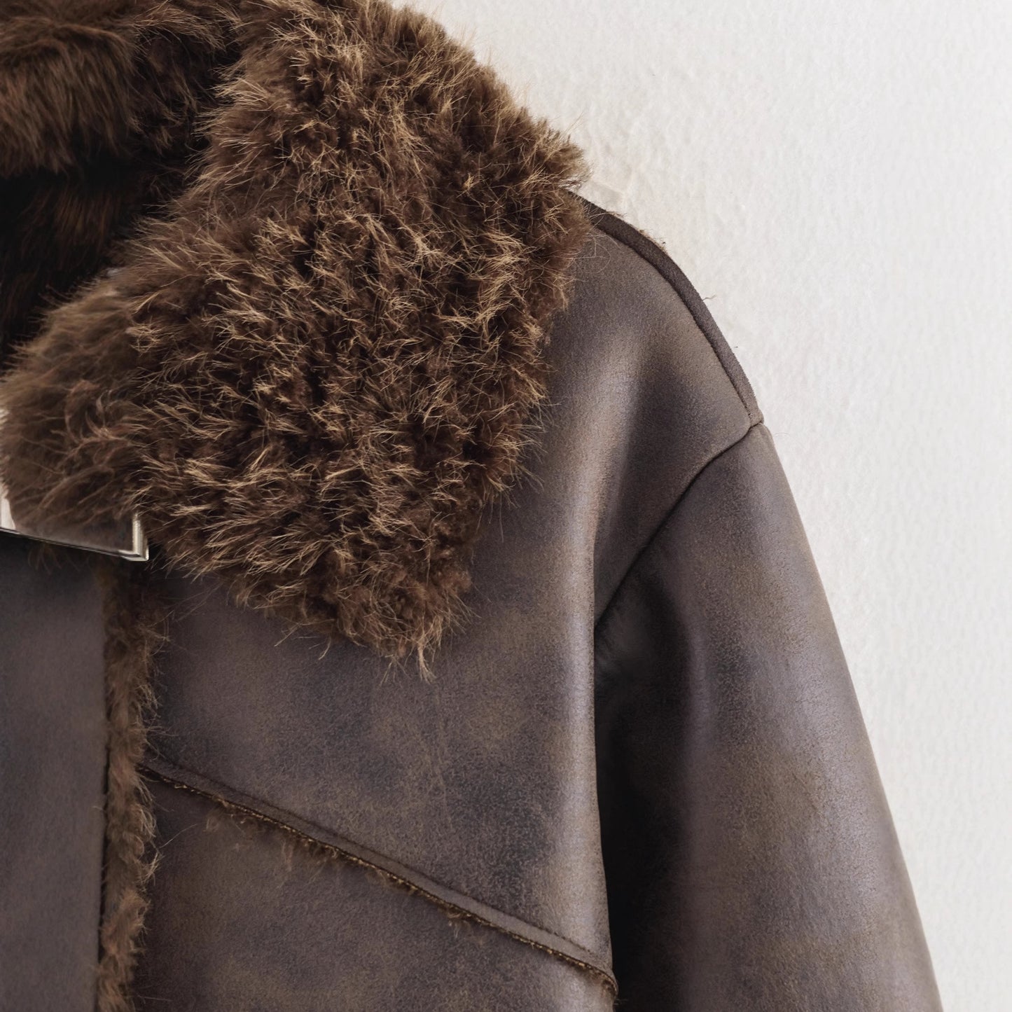 Versatile collar long sleeved fur one-piece jacket for women