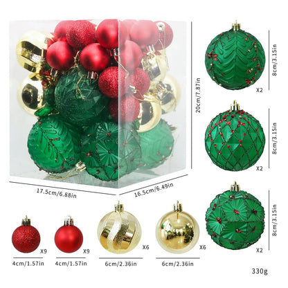 Santa Yuan New 36pcs Christmas Ball Set Home Personalized Christmas Tree Decoration Window Hanging Ornament